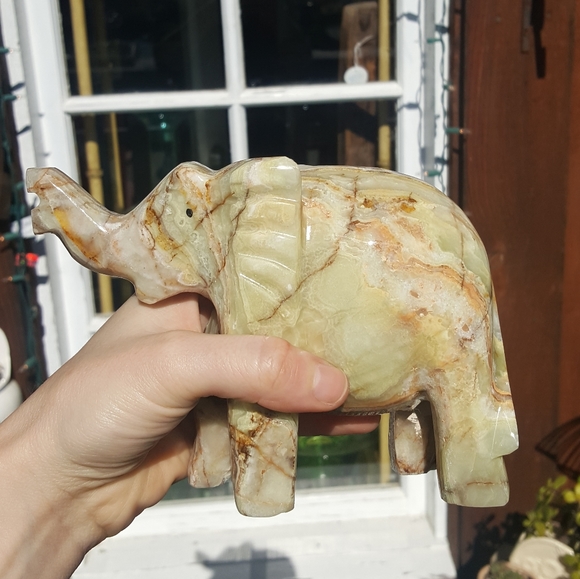 Banded Onyx Crystal Elephant Decor - Picture 1 of 3